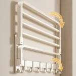 🔥 Porta Toalhas De Banho Dobrável Yesop Duplo 50cm Para Toalheiro De Banheiro Lavabo Branco Com Ganchos Toalheiro Hotel De Parede Porta Toalha - Imagem 2