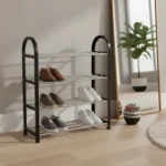 🔥 Sapateira Preta Rosa Vertical 4 Níveis 8 Pares Organizadora