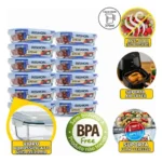 🔥 Kit 10 Pote De Vidro Marmita Hermético 370ml Freezer Fitness Rishon Transparente