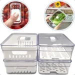 🔥 Kit 4 Organizador De Geladeira 2l Acrílico Frutas E Verduras Transparente