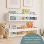 🔥 Kit 2 Prateleira Nicho Livros Infantil 50cm Branca Reforçada - Imagem 2
