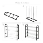 🔥 Sapateira Preta Rosa Vertical 4 Níveis 8 Pares Organizadora - Imagem 2