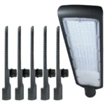 🔥 Kit 6  Luminária Publica De Poste Led Bivolt Fotocélula 200w 127/220v Cinza-escuro Branco-frio