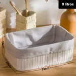 🔥 Kit 3 Cestos Organizadores De Bambu Multiuso Com Forro Cor Branco - Imagem 4