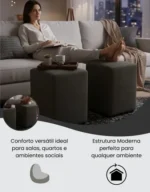 🔥 2 Puff Kit Quadrado Banqueta Banco Decorativo Suede Descanso - Imagem 3