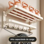 🔥 Porta Toalhas De Banho Dobrável Yesop Duplo 50cm Para Toalheiro De Banheiro Lavabo Branco Com Ganchos Toalheiro Hotel De Parede Porta Toalha - Imagem 3