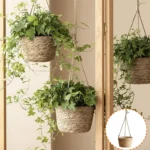 🔥 Cesto Vaso Cachepo De Palha Decorativo Sala Varanda Jardim Cor Palha Natural - Imagem 3