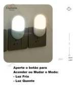 🔥 Abajur De Tomada Luminária Led Com Botão Luz Quente Ou Fria - Imagem 3