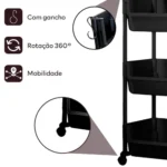 🔥 Carrinho Organizador Multiuso Cozinha Banheiro 3 Prateleiras - Imagem 4