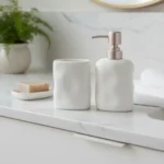 🔥 Kit Banheiro Cerâmica Porta Escova E Saboneteira Lavabo