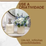 🔥 Kit Banheiro Cerâmica Porta Escova E Saboneteira Lavabo - Imagem 4