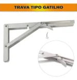 🔥 Kit 2 Suporte Mão Francesa Cantoneira Dobrável Retrátil 50cm Reforçada Para Prateleira Bancada Mesa Parede Resistente Com Parafuso E Bucha Cor Branco Marca Sanri - Imagem 3